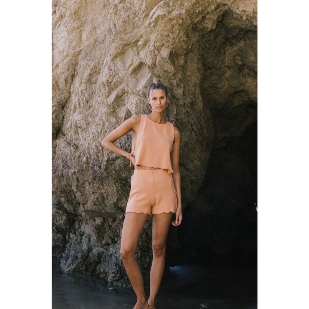 NWT Savannah Morrow The Label 100% Organic Cotton Cora Shorts in peach Size XS
